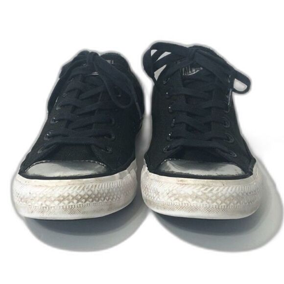 CONVERSE Sneaker Women's Size 8 Black All Star Low Top Brush-Off Leather Toecap - Picture 3 of 10